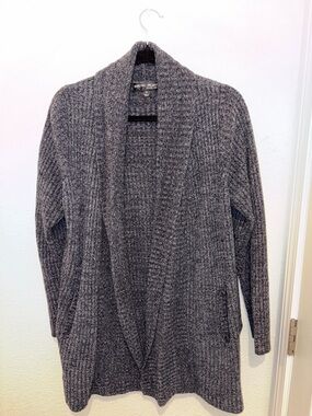 Barefoot Dreams Ribbed Open-Front Charcoal Gray Cardigan
